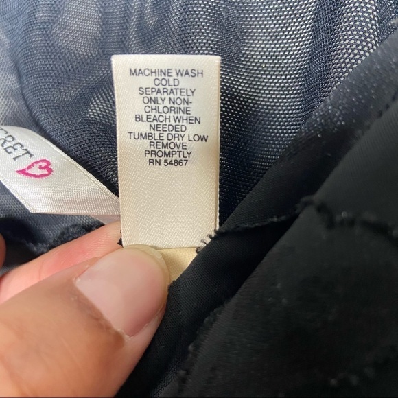 Victorias Secret Sheer Heart Patterned Black Night Gown Lingerie L - Picture 4 of 8